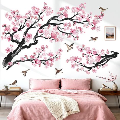 Stickers Muraux Grand Branche Fleurs Autocollants Muraux Cerisier (1/5)