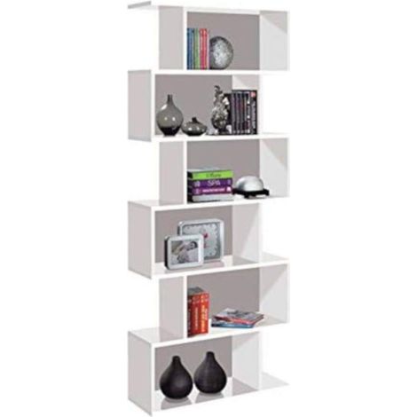 Libreria Friburgo Design Scaffale Mensola Moderna Bianca Mobile per Libri con Ripiani per Soggiorno Salotto 192 x 80 x 25 cm (Colore Bianco)