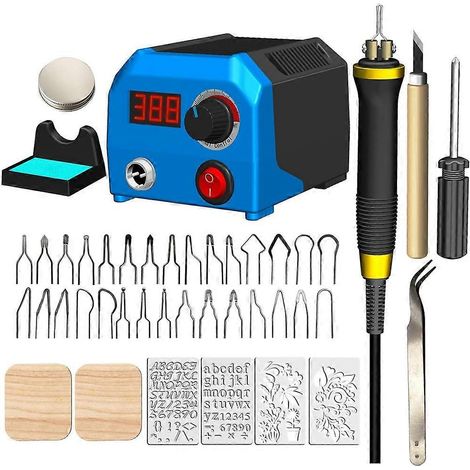 Kit de pyrogravure, outil de pyrogravure, kit de pyrogravure à température réglable numériquement, kit d'outils de pyrogravure (prise américaine). (1/5)