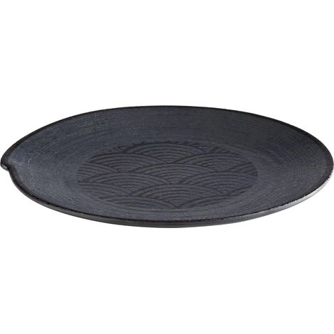 Assiette DARK WAVE, Ø 27 cm, hauteur 2,5 cm, mélamine, noir/motif ondulé (1/5)