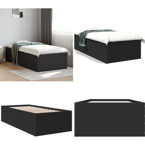 Bettgestell Schwarz 90x200 cm Holzwerkstoff - Schlafzimmermöbel - Bettgestell - Doppelbett - Massivholzbette - Bettrahmen - Home & Living (1/5)