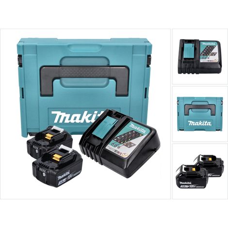 Makita – Pack énergie 18 V Li-Ion avec 2 batteries 3Ah – Chargeur rapide DC18RC – Pour chantiers humides – 1979525 (1/10)
