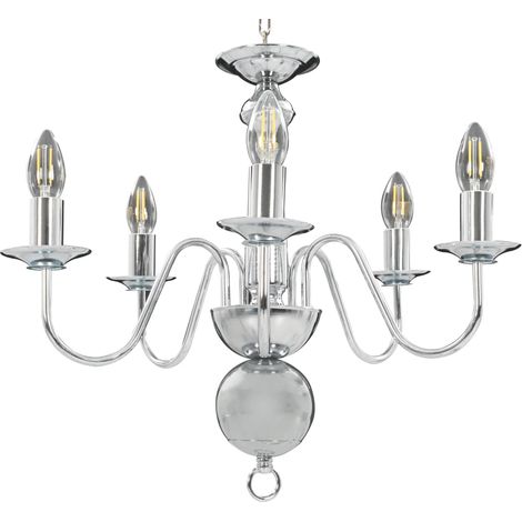 Lustre Argenté 5 ampoules E14