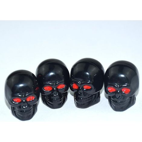 Set mit 4 universellen, verchromten, totenkopfförmigen Reifenventilkappen für Autos, SUVs, Motorräder und Fahrräder (1/3)