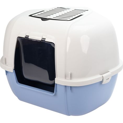 Ferplast MIKA Lettiera per gatti chiusa angolare Ferplast MIKA con 2 Filtri Antiodore Inclusi. Variante MIKA - Misure: 57.5 x 51.5 x h 42 cm - Azzurro (1/5)