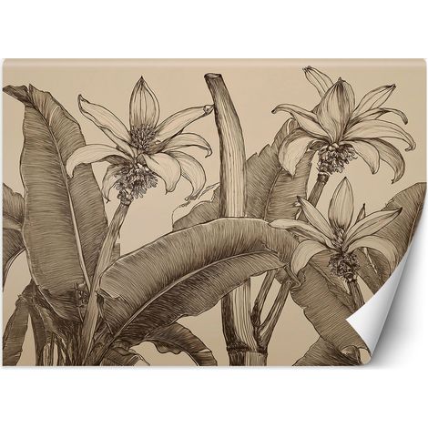 Fototapete Blumen Blätter Beige 450x315 cm (1/5)