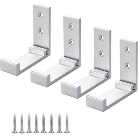 4 Pièces (Argent) Crochet de Suspension Mural en Alliage D'aluminium Patères Pliables à 90 ° avec vis pour Armoire de Porte Murale Cuisine Salle de Bain Bureau Mural Vestiaire Salle de Bain (1/4)
