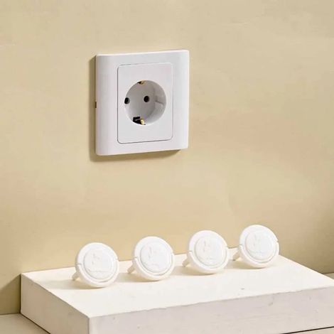 Confezione da 10 protezioni per prese elettriche per bambini - Anti-elettrocuzione - Protezioni per prese a prova di bambino - Standard europeo - Bianco (1/5)