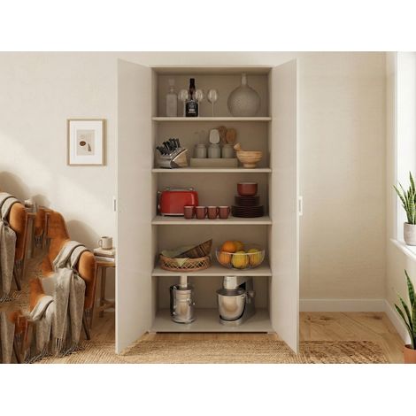 Dmora Armario multiusos Alisso, Armario lineal con 2 puertas batientes, Armario con 4 baldas regulables, zapatero moderno, 100% Made in Italy, Cm 90x45h195, Blanco, con embalaje reforzado (1/5)