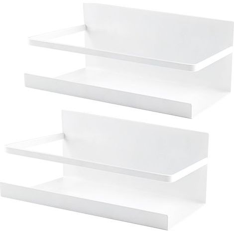 Etagère Magnétique Frigo, 2 Pièces Étagère à Épices pour Réfrigérateur, Organisateur de Cuisine, Rangement Épices, Économiseur Espace pour la Cuisine (Blanco) (1/5)