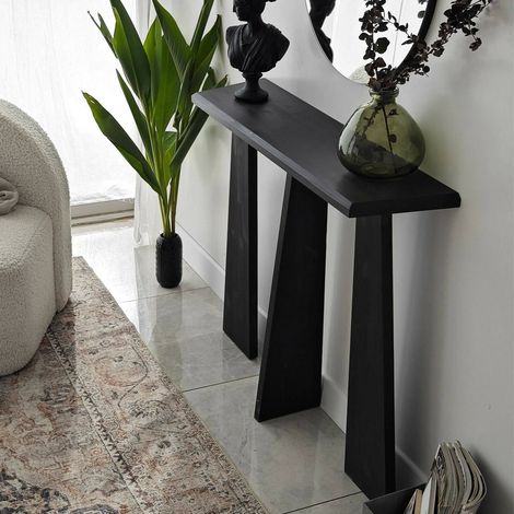 Dmora - Consola Dflamign, Mesa multiusos, Gabinete de soporte, Escritorio de pasillo, 100x28h83 cm, Antracita (1/5)