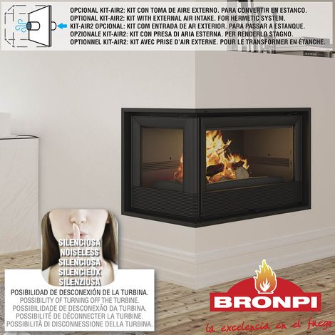 BRICOSOL ESTUFA DE LEÑA INSERTABLE BRONPI MODELO PARIS-90- CRISTAL IZQUIERDO (1/5)