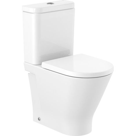 ROCA THE GAP ROUND CONFORT Inodoro Rimless Completo - Alimentación Inferior - Asiento: Caida Amortiguada - ref: A3420NJ000+A3410N0000+A801D22001 (1/2)