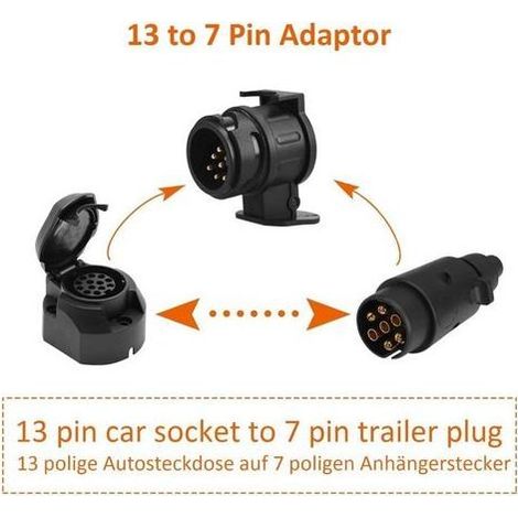 Adaptateur Prise Remorque 13 à 7 Broches, Connecteur Électrique pour Remorque, Tracteur et Caravane (1/4)
