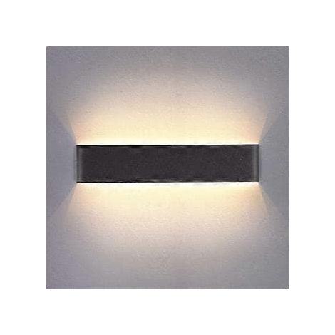 BelleRise - Applique murale LED intérieure noire 40 cm blanc chaud 14 W 3000 K, style moderne, pour chambre, salon, escalier, bain (1/4)