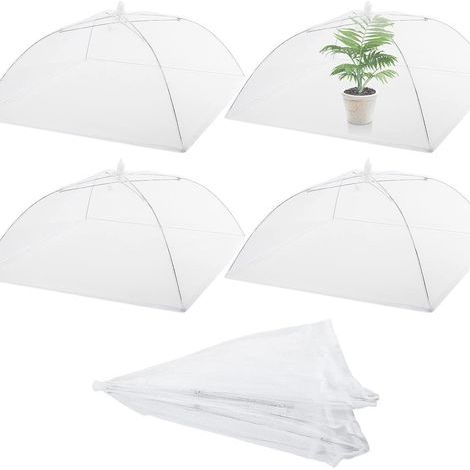 Cloche de protection parapluie pliable en filet blanc 43x43cm, barrière contre insectes pour fruits légumes et fleurs du jardin (1/5)