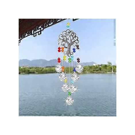 Soleil en cristal, prisme de fenêtre, attrape-soleil, attrape-soleil suspendu pour la maison et le jardin, lampe en cristal, suspension de rideau, décoration suspendue (couleur) (1/3)
