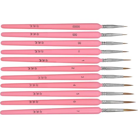 Kit professionnel de 11 pinceaux à crochet pour peinture fine et détaillée, gouache et dessin. (1/5)