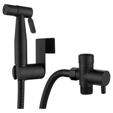 Pulvérisateur de bidet, douchette de salle de bain, douchette à main, ensemble complet noir, noir (1/5)