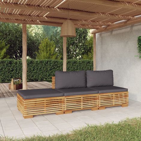 Juego muebles de jardín 3 piezas y cojines madera maciza teca vidaXL (1/5)