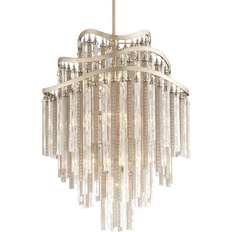 Chimera Lustre à 10 lumières feuille d'argent, verre