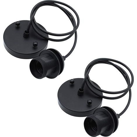Lot de 2 suspensions E27 avec rosace, douille et accessoires de montage K (1/5)