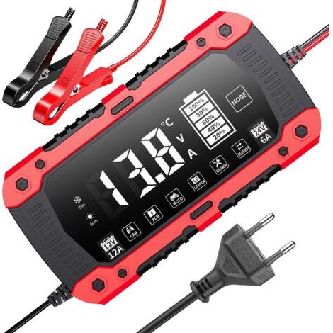12V 12A 24V 6A Roter Ladeadapter für 12V 12A, 24V 6A Auto- und Motorrad-Bleiakkumulatoren (LiFePO4, 14,6V, 29,2V) (1/4)