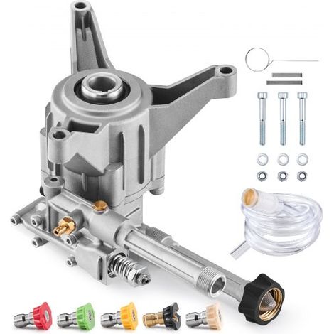 Hochdruckreinigerpumpe, 7/8 Zoll Welle vertikal, 3100 PSI, 2,5 GPM, Ersatz-Hochdruckreinigerpumpen-Set mit 5 Düsen, Hardware und Siphonrohr, bis zu 150 Stunden, Hochdruckreiniger Ersatzpumpe (1/5)