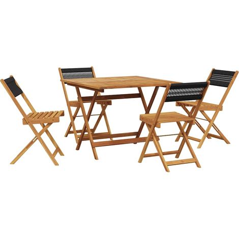 Maison Exclusive - Set Pranzo da Giardino 5 pz Nero Polipropilene e Legno Massello