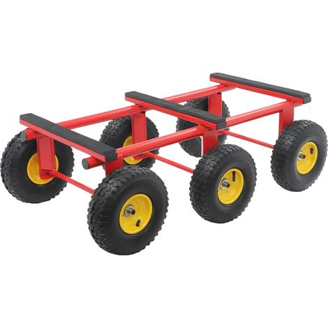 Chariot de déménagement robuste, capacité de charge de 1200 lbs, pneus gonflables, Rouge (1/2)