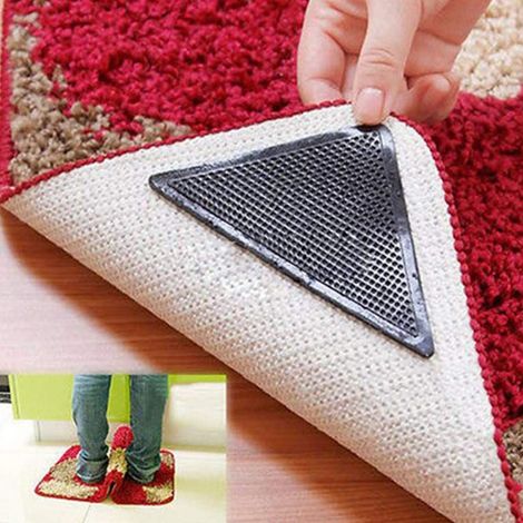Antiscivolo per Tappeti Adesivo in silicone riutilizzabili per Moquette Fissa Angoli Packaging - 4 Pcs. (1/5)