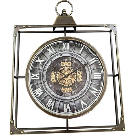 Horloge murale vintage fer doré et noir élégante - Noir doré vieilli