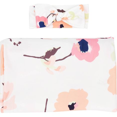 Ensemble couverture d'emmaillotage et bandeau pour nouveau-né, couverture douce pour bébé, accessoires 4 80 x 80 cm (1/5)