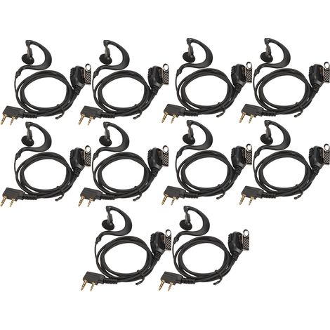 Ensemble de 10 oreillettes radio bidirectionnelles universelles à tête K, 2 broches, finition électroplaquée, avec microphone (1/5)