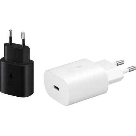 USB-C-Ladegerät, 25-W-Ultraschnell-Netzteil, USB-C-auf-USB-Adapter, Samsung-Schnellladegerät, Original, kabellos, Schwarz (1/5)