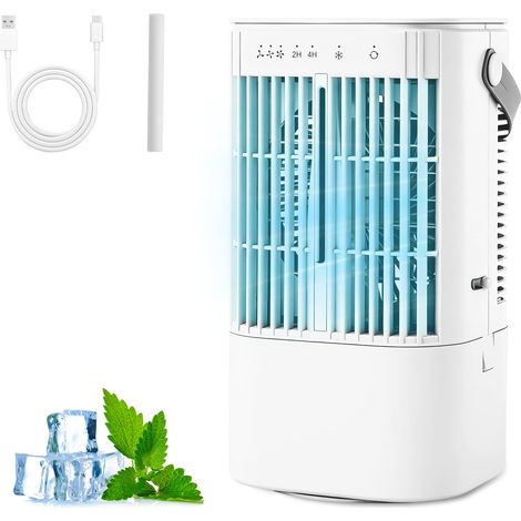 Climatiseur mobile avec réservoir d'eau de 900 ml, ventilateur avec minuterie 2/4 h, 3 vitesses de vent et fonction pulvérisation, lumière 7 couleurs, mini refroidisseur d'air pour chambre (1/5)