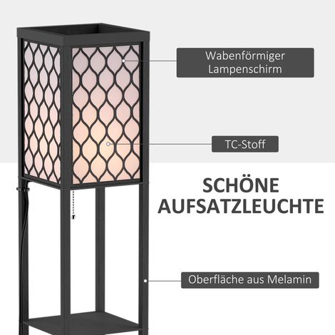 Lampadaire design avec étagère, lampe sur pied à douille E27 pour salon ou chambre, ampoule non fournie (1/4)