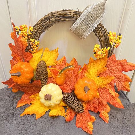 Halloween-Kranz, Kürbis, Ahornblatt, Weinrebenkranz, Osterdekorationsartikel (1/3)