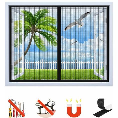 Moustiquaire Fenêtre Magnétique, Auto-Adhésif Rideau en Maille Moustiquaire Porte Magnétique,
Fermeture Automatique, pour Fenêtre Portes-Black-A 47x47inch(120x120cm) Moustiquaire de fenêtre (1/5)