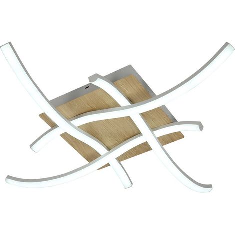 Plafón LED 80W 8800lm 3000-6500K 62cm Blanco/Haya regulable Serie Murray