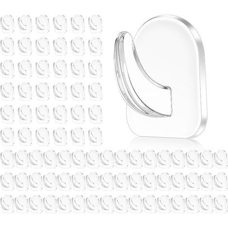 Crochet - 30 pièces - Crochets - Crochet à clés - Crochet à vêtements - Crochet à serviettes - Porte-chapeaux - Autocollant - Pour salle de bain, salon, Cuisine - Plastique - Transparent - 3 x 2,4 cm (1/5)