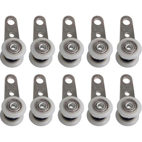 Lot de 10 roulettes pour baies vitrées ou portes coulissantes : métal et plastique : 4,0 x 1,9 cm (1/4)