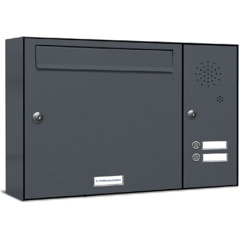 1er Briefkasten Anlage Aufputz - Wandmontage RAL 7016 Anthrazit 2 Klingel (1/5)