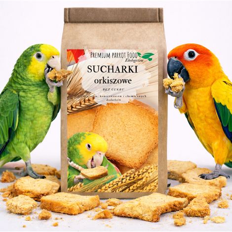Biscuits biscottés d'épeautre bio - Petit-déjeuner pour perroquets - Un plat pour le petit-déjeuner ou le dîner des perroquets, chaud ou froid, pour tous les perroquets 50 g (1/4)