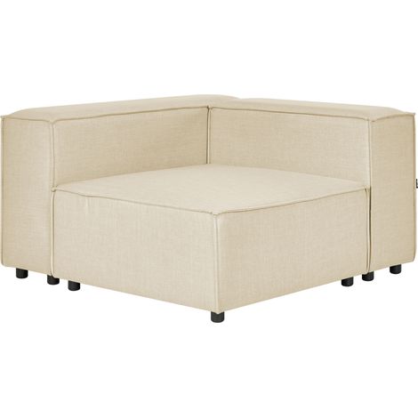 Modulo sofá esquinero moderno 1 plaza patas negras tapicería lino poliéster beige Aprica (1/5)
