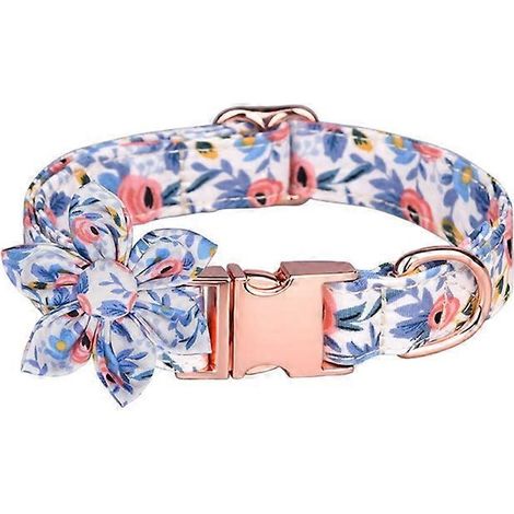 Hübsches Hundehalsband mit Blumenmuster und Accessoires, für weibliche Welpen, klein, mittel, groß, Haustier, Modell M.