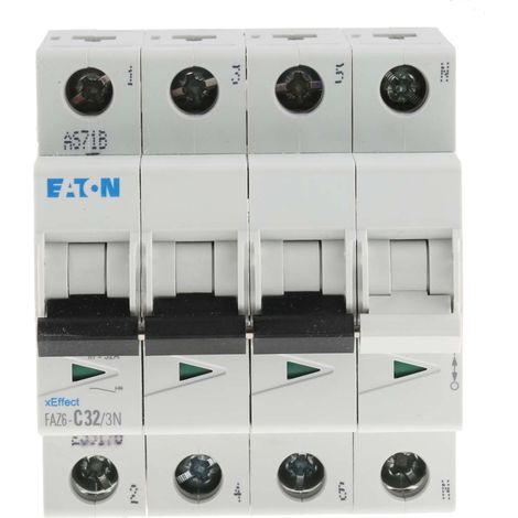 Disjoncteur Eaton Eaton Moeller 4P, 32A, pouvoir de coupure 6 kA, montage rail DIN ( Prix pour 1 )
