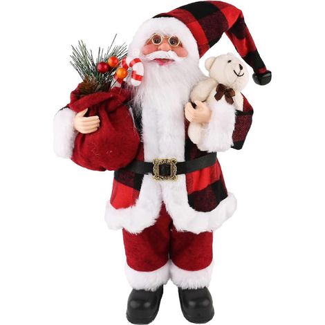 Décoration de Noël Père Noël debout, figurine de Noël en plastique, figurine réaliste de Père Noël (1/5)