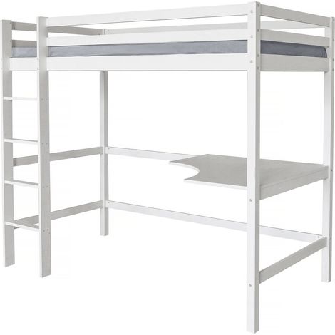 Habitat Et Jardin – Lit mezzanine enfant avec bureau – Structure bois de pin – Dimensions lit 90 x 190 cm – Bureau 93,5 x 93,5 cm – Barrière de sécurité