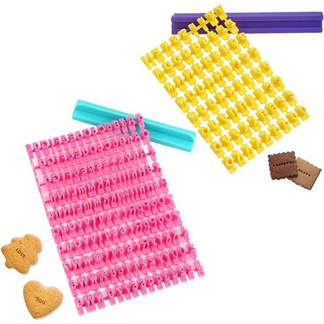 Lot de 2 emporte-pièces alphabet et chiffres — Tampons à biscuits avec lettres — Tampons de pâtisserie pour gâteaux, biscuits et fondant (1/5)